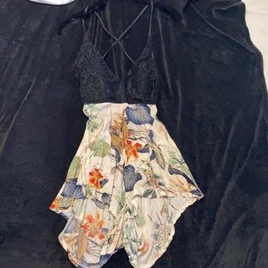 Stylish floral and lace top romper